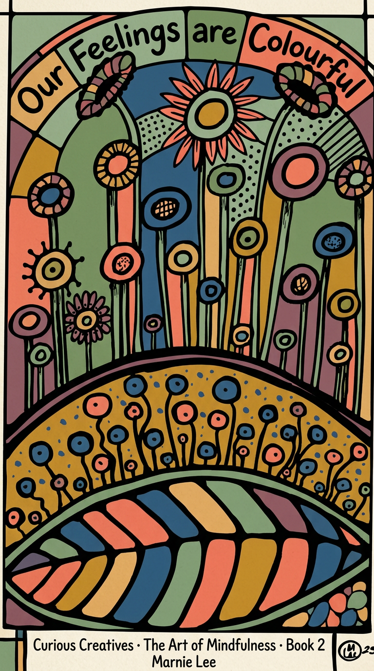 Our Feelings are Colourful — mindfulness colouring book cover from The Art of Mindfulness by Marnie Lee